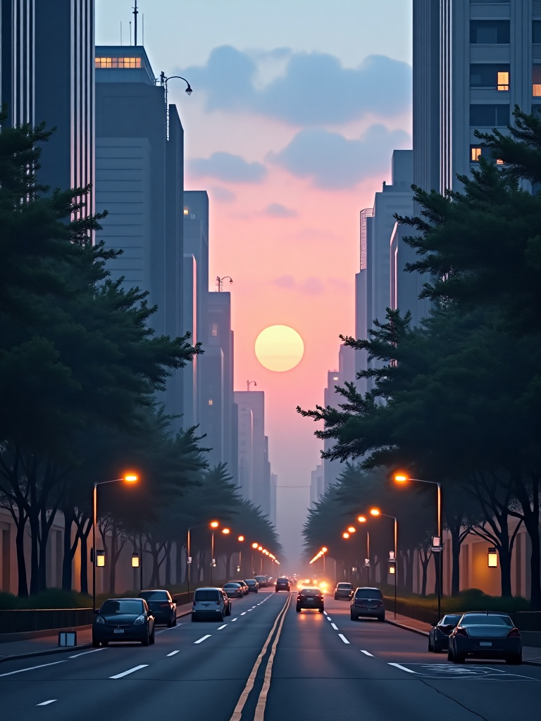 Romantic twilight textured scene 暮色浪漫质感画面