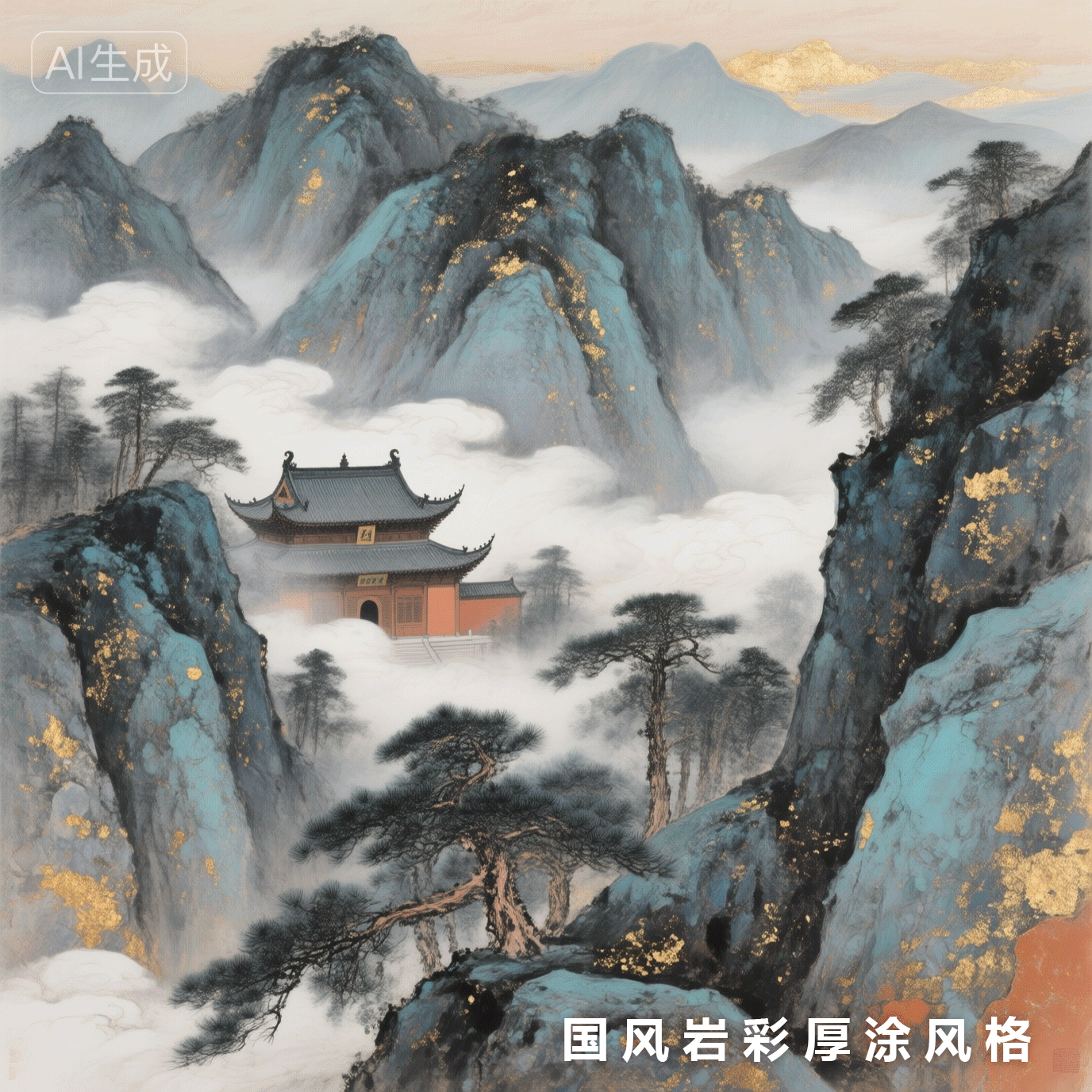 Guofeng rock color impasto style 国风岩彩厚涂风格
