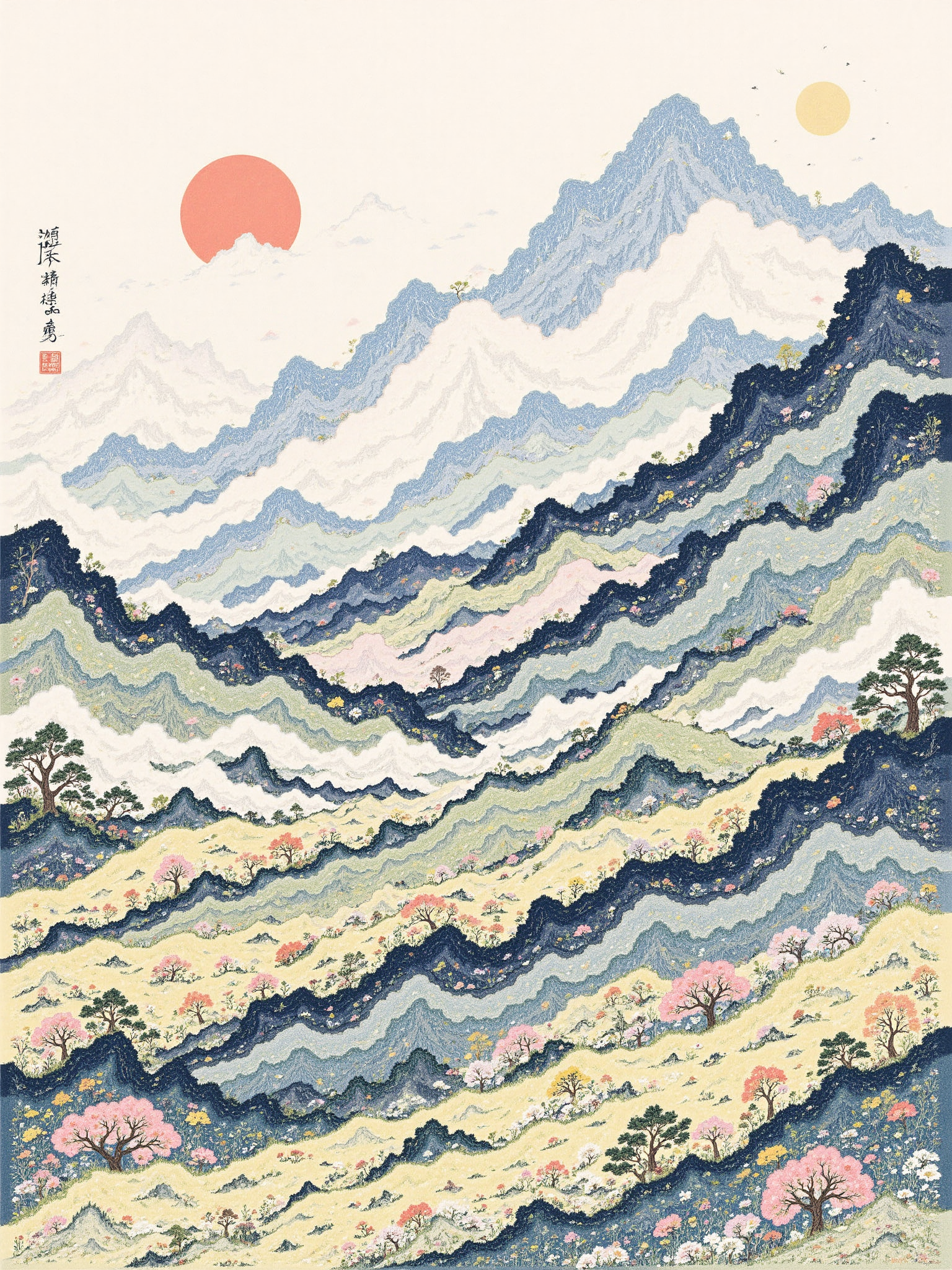 Healing illustrations of mountain and field prose 山野散文治愈插画