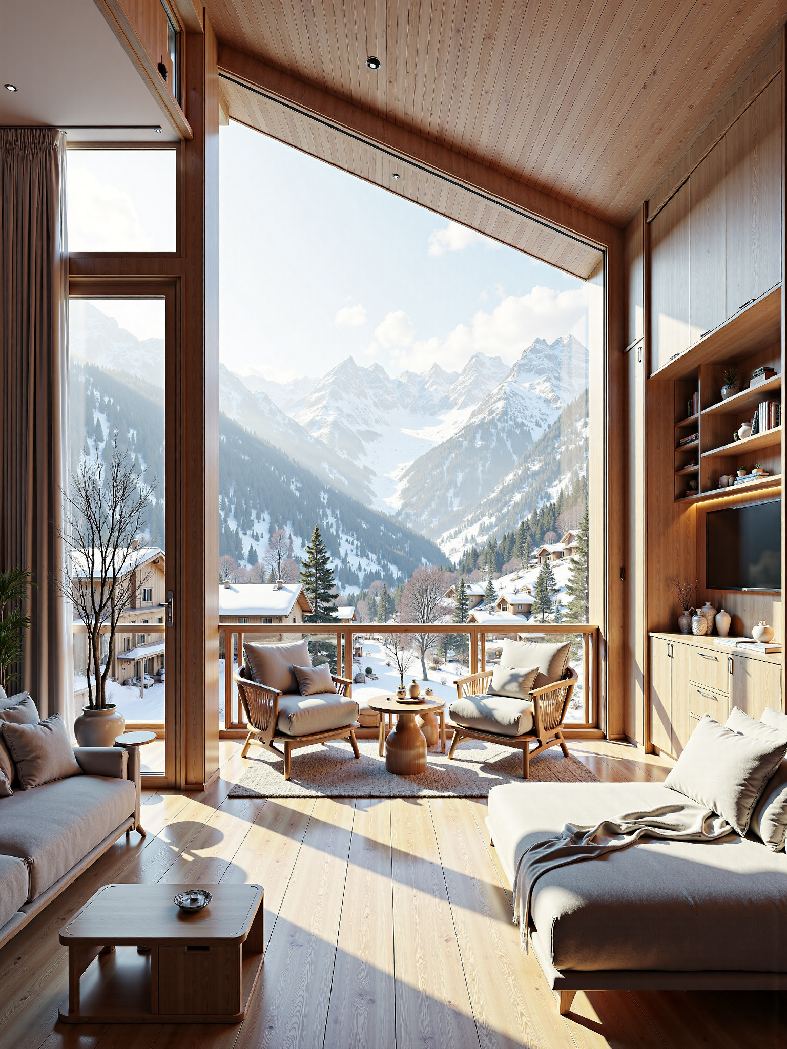 Alpine snow mountain wooden cabin 阿尔卑斯雪山木屋