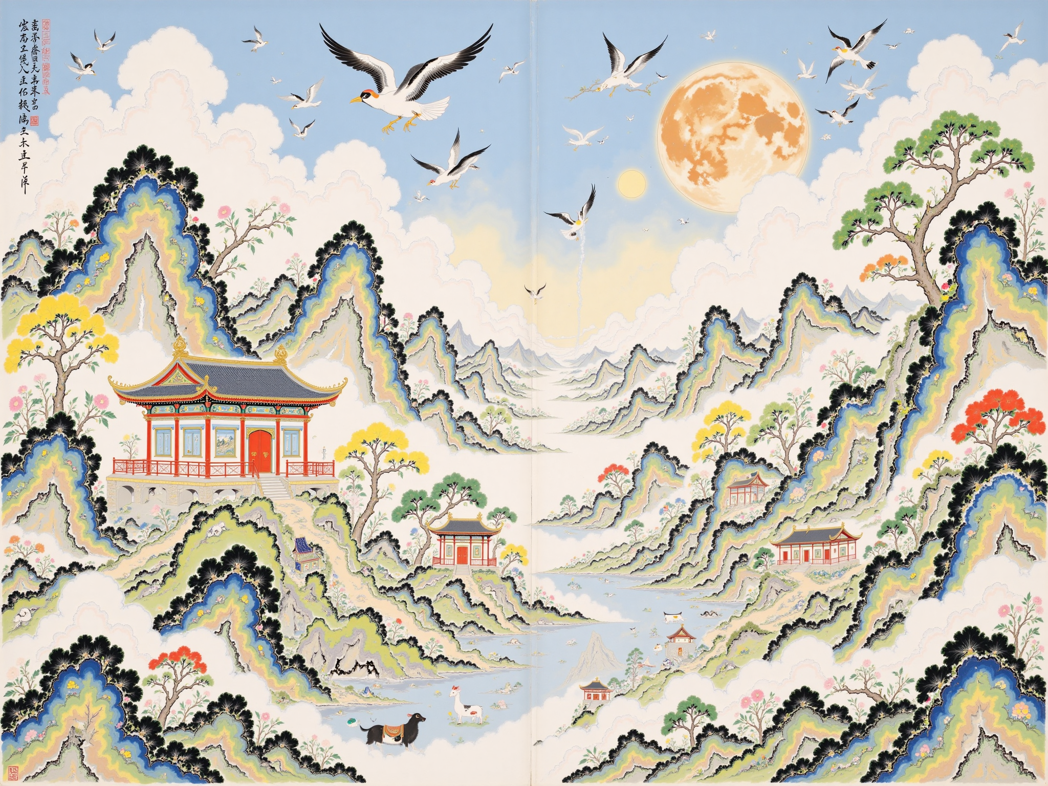 Jade Tower and Crystal Palace Chinese style illustration 琼楼玉宇国风插画