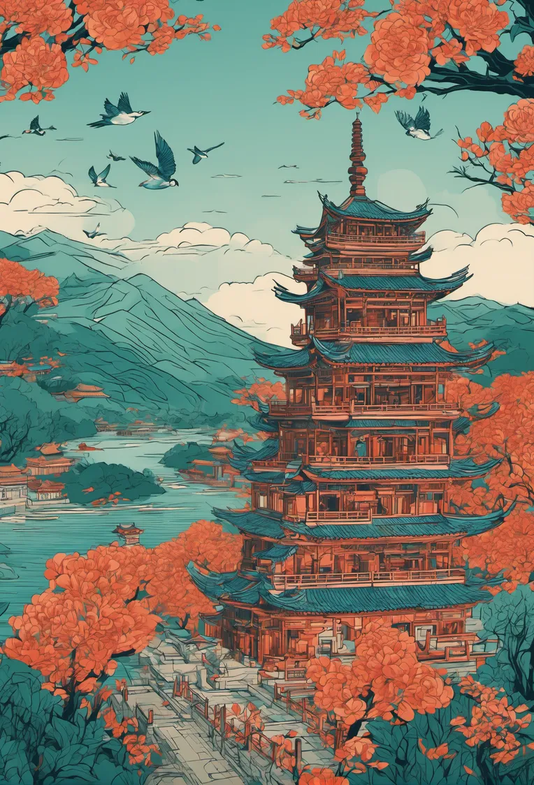 Chinese Style,Traditional Painting Media,Building,Checkpoint,SDXL