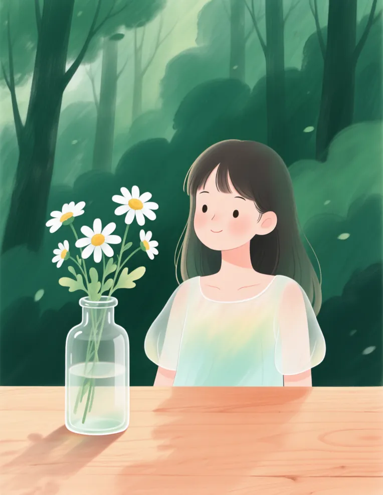 Flat Illustration,Girl,Object Enhance,LoRA,