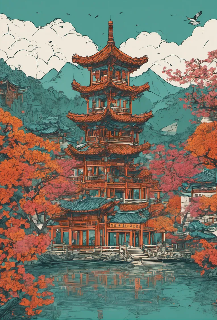 Chinese Style,Traditional Painting Media,Building,Checkpoint,SDXL