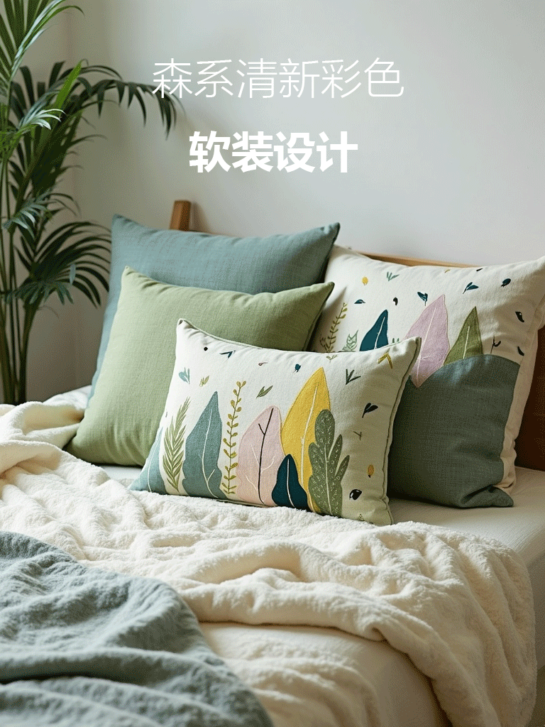 Forest-style fresh colorful soft furnishing design 森系清新彩色软装设计