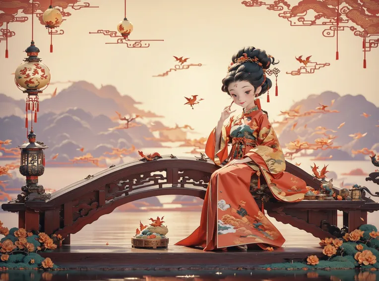 Chinese Style,Traditional Painting Media,Girl,LoRA,SDXL