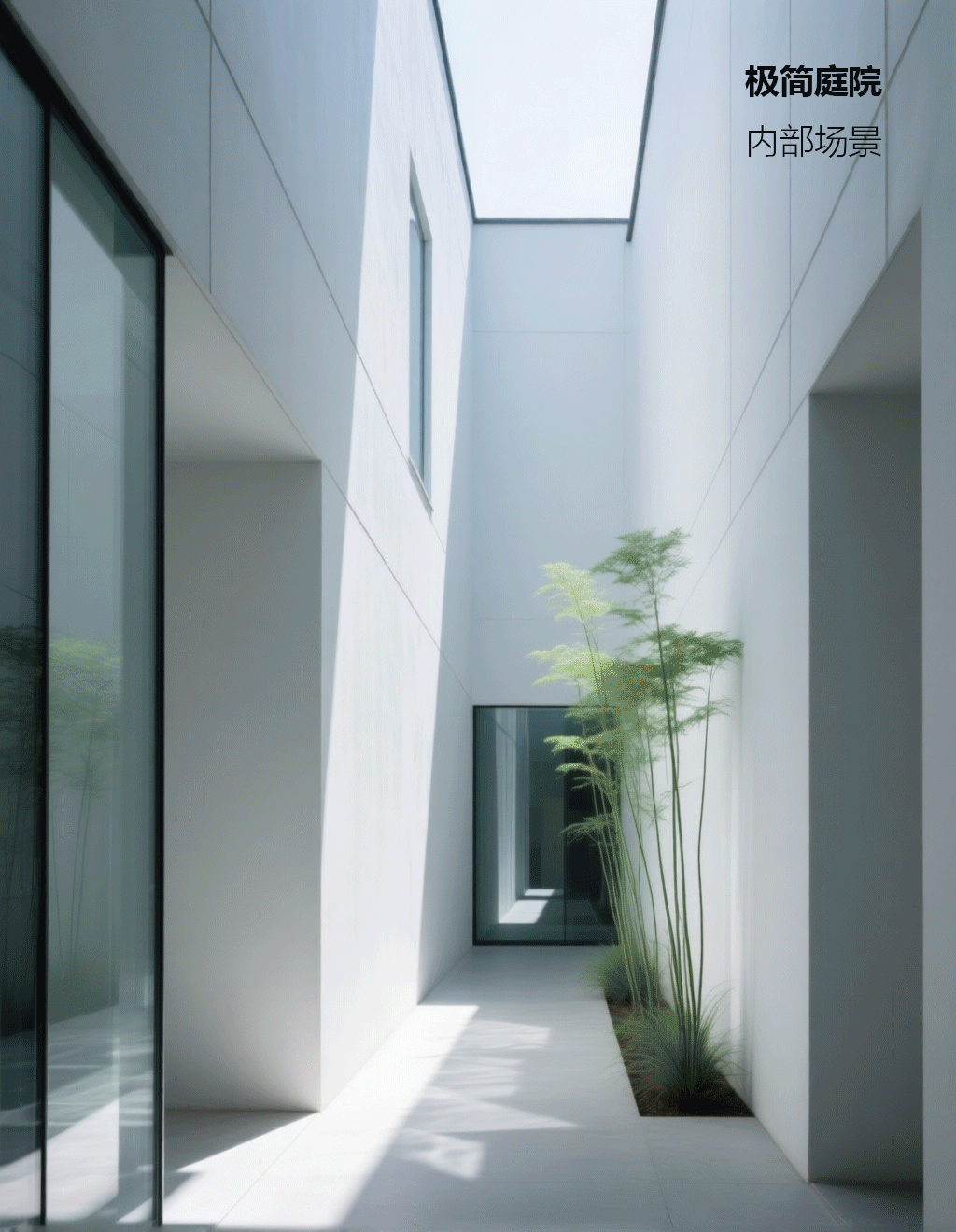 Minimalist courtyard interior scene 极简庭院内部场景