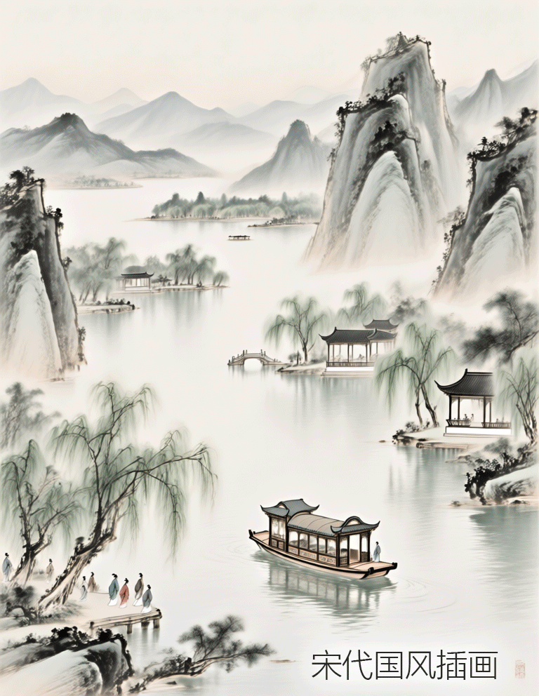 Song Dynasty national style illustration 宋代国风插画
