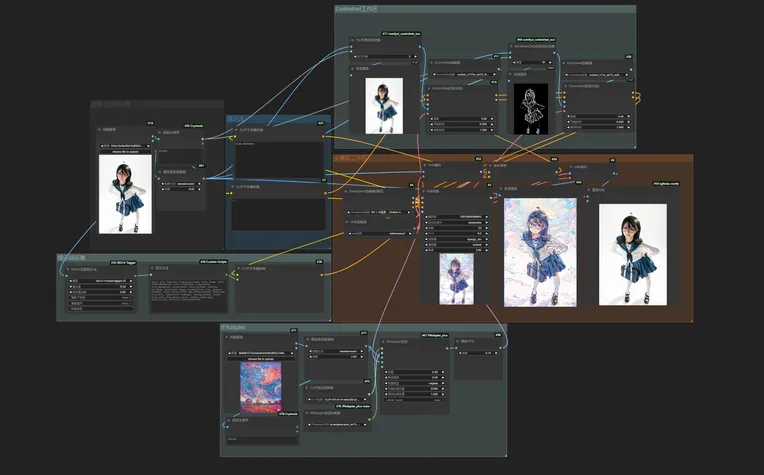 Anime Character,Hand-Drawn,Girl,Workflow,