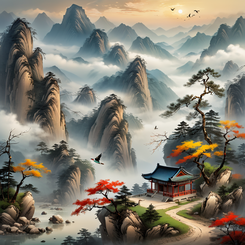 AI绘画-写意山水XL-落幕-AI绘图-LiblibAI