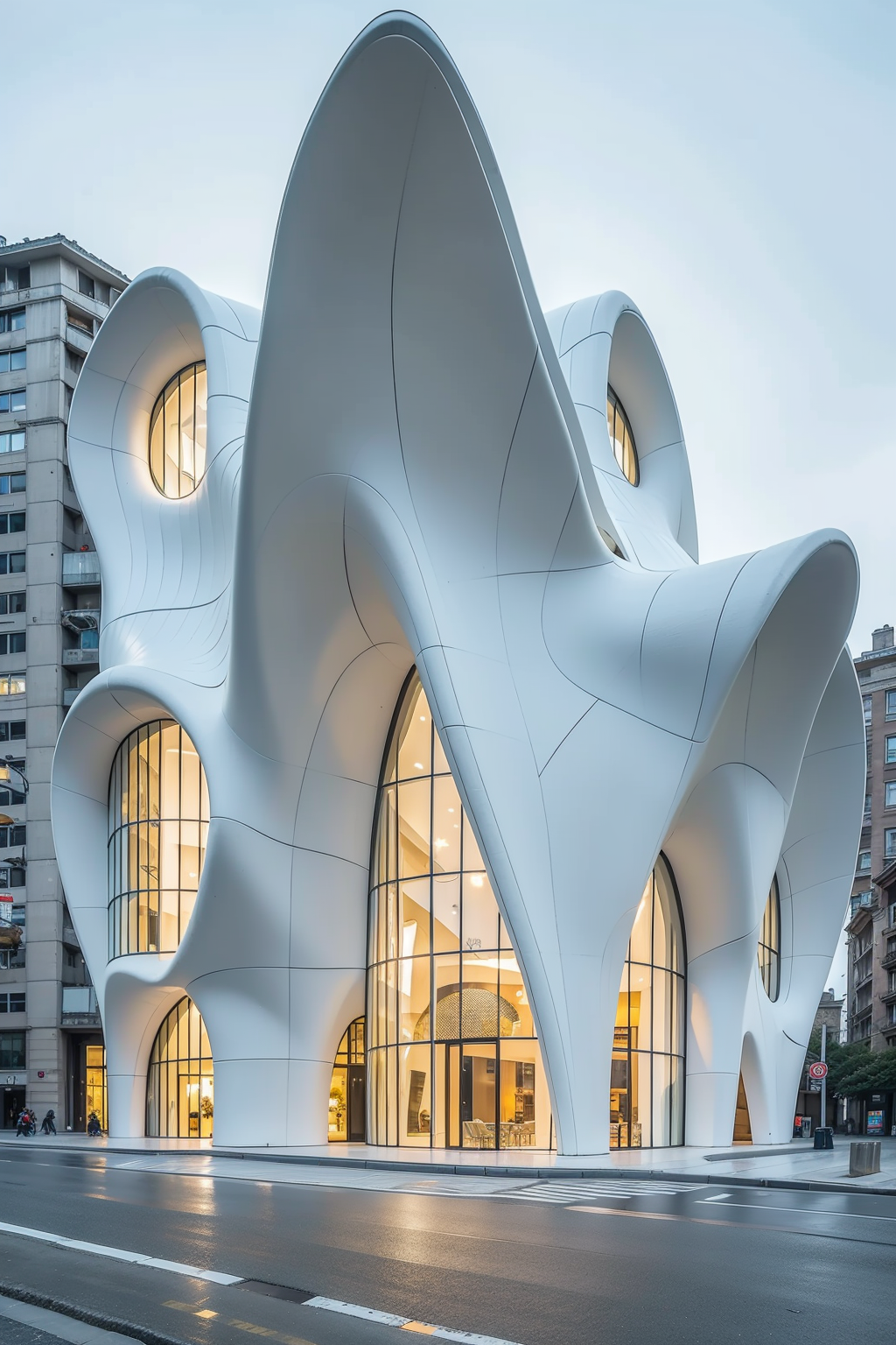 Special-shaped building | white aluminum plate | internal light transmission Irregular building v1.0