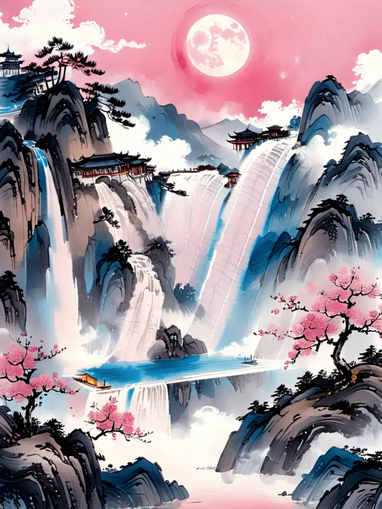 指鹿AI-图形渲染_古风山水画-Workflow-ZhiluAI-Shakker