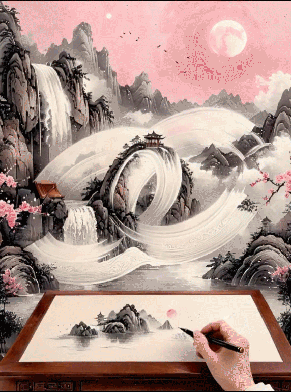 指鹿AI-图形渲染_古风山水画-Workflow-ZhiluAI-Shakker
