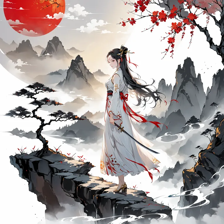 Chinese Style,Traditional Painting Media,Girl,LoRA,SDXL