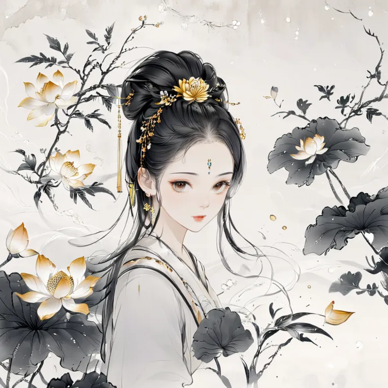 Chinese Style,Traditional Painting Media,Girl,LoRA,SDXL