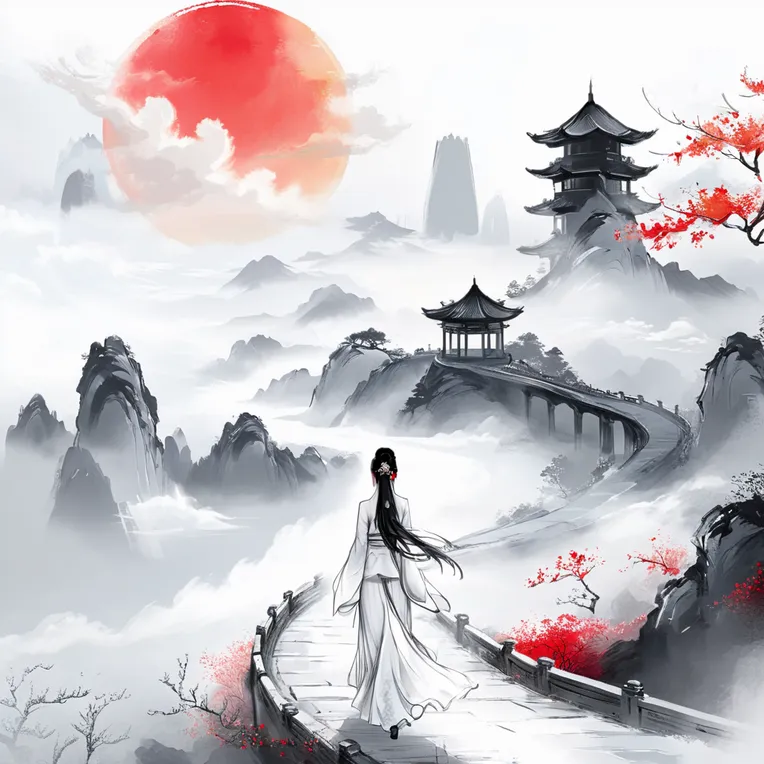Chinese Style,Traditional Painting Media,Girl,LoRA,SDXL