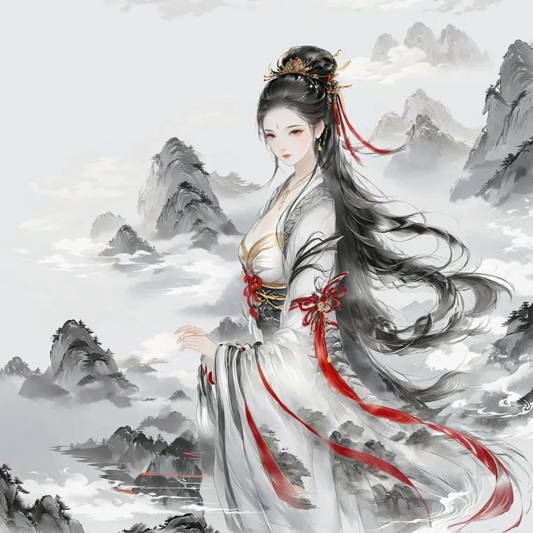Chinese Style,Traditional Painting Media,Girl,LoRA,SDXL