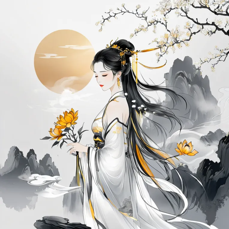 Chinese Style,Traditional Painting Media,Girl,LoRA,SDXL