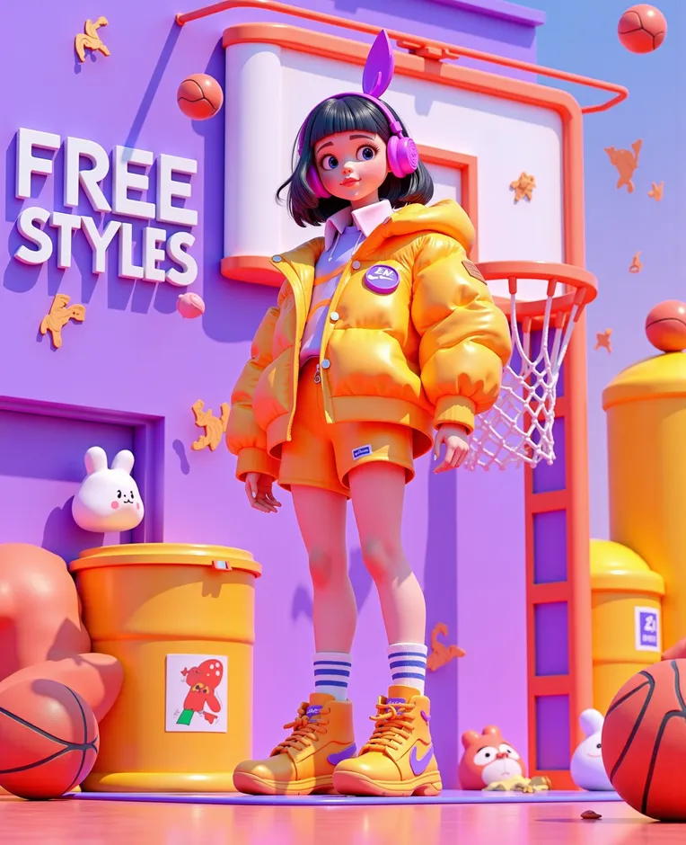 Cartoon style,Girl,Object Enhance,LoRA,FLUX.1