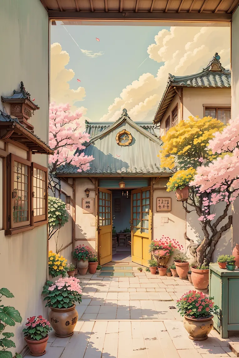 Hand-Drawn,Traditional Painting Media,Building,LoRA,SD 1.5