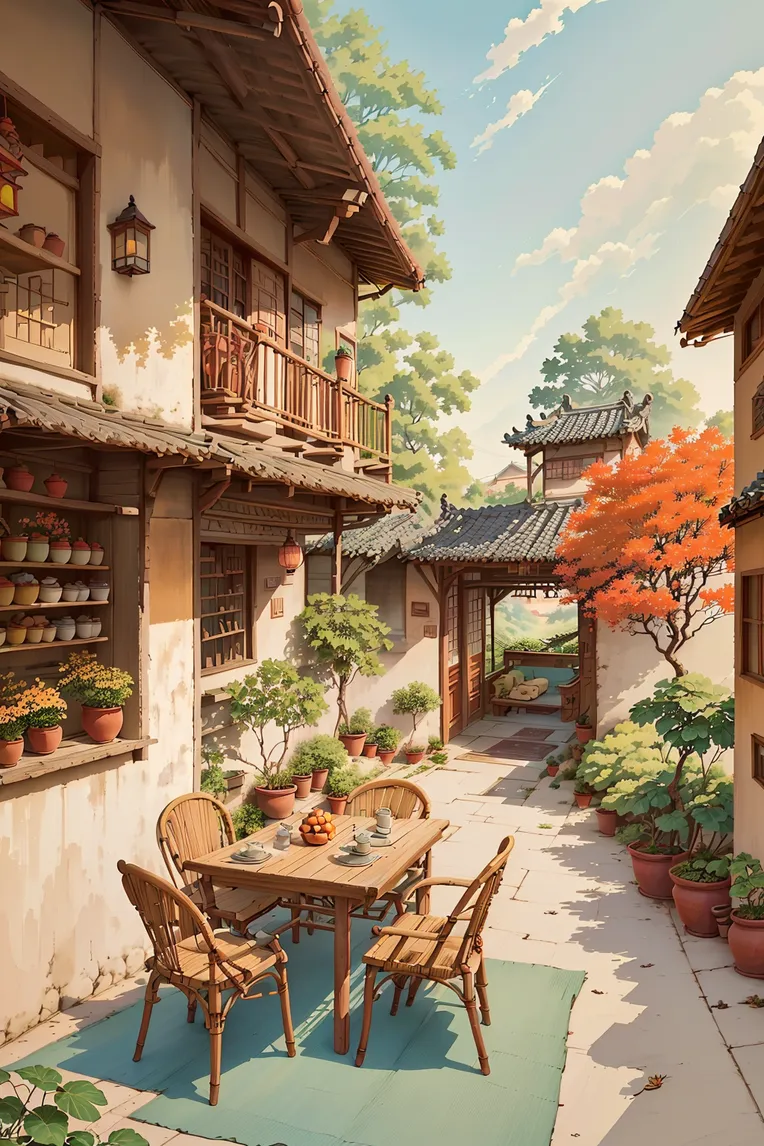 Hand-Drawn,Traditional Painting Media,Building,LoRA,SD 1.5