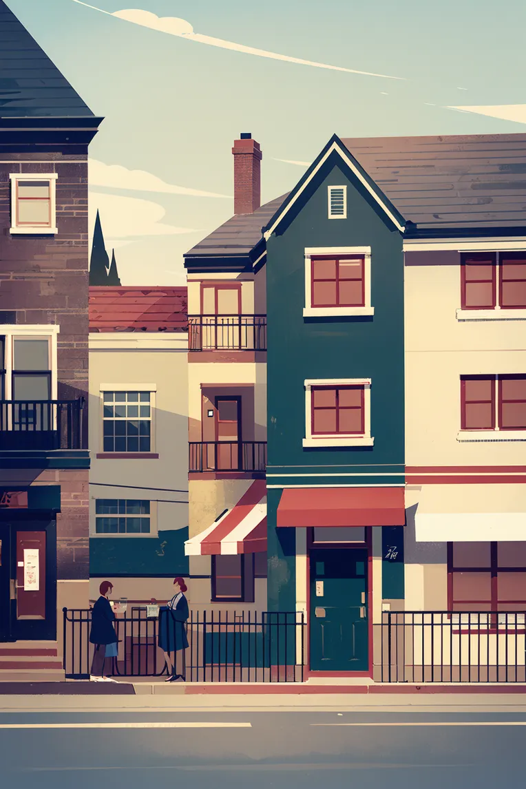 Flat,Flat Illustration,Building,LoRA,SD 1.5