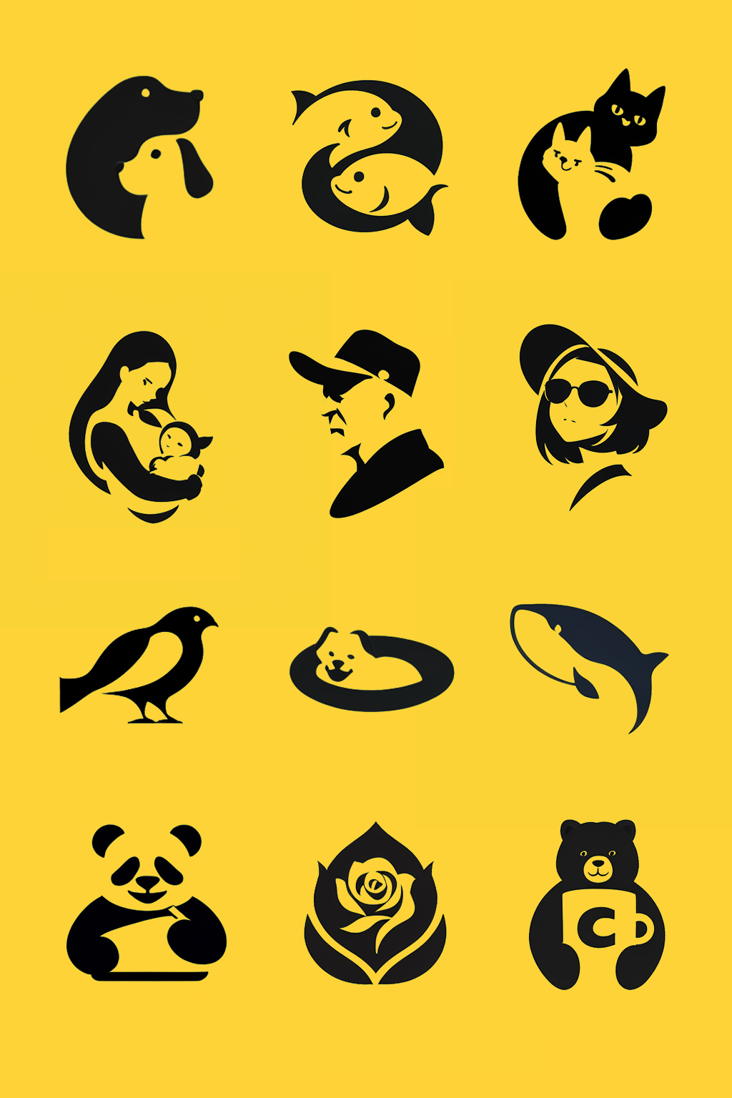 Minimalistic positive and negative form logo design v1.0
