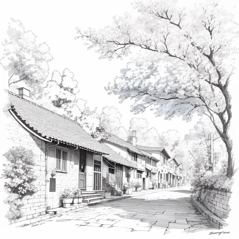 Hand-Drawn,Traditional Painting Media,Building,LoRA,SD 1.5