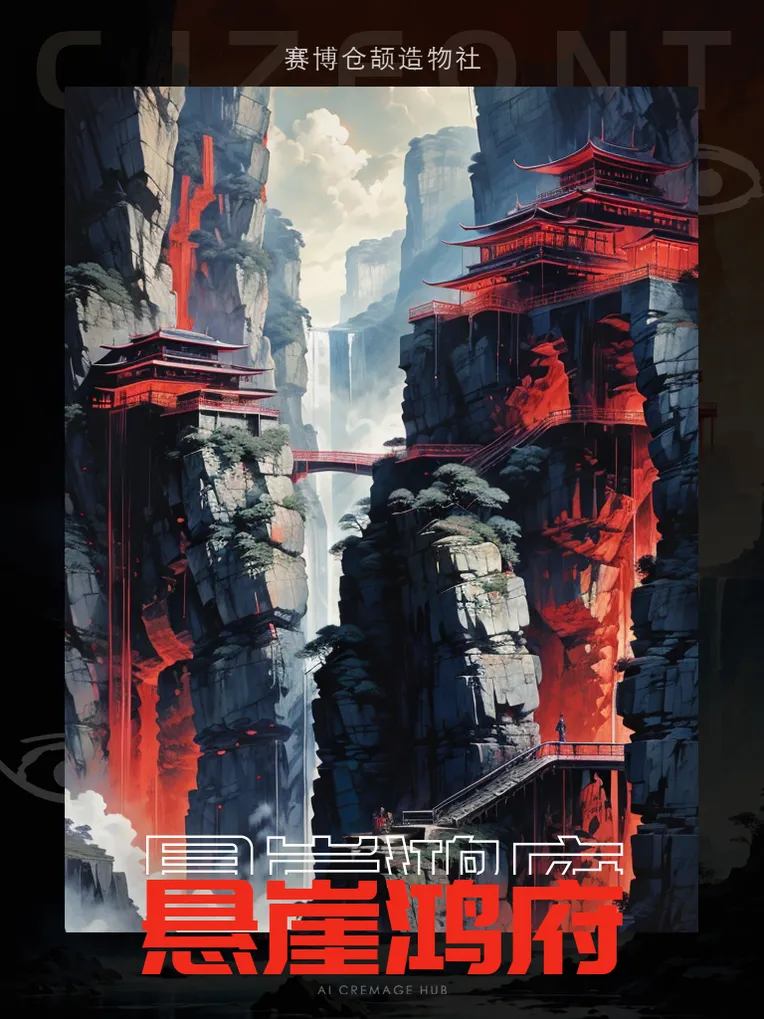 Guofeng cliff architecture, a magical blend of traditional colors.-LoRA ...