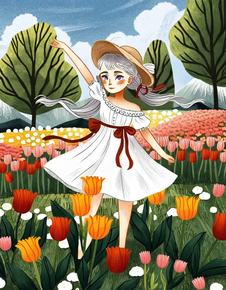 Hand-Drawn,Traditional Painting Media,Girl,LoRA,SDXL