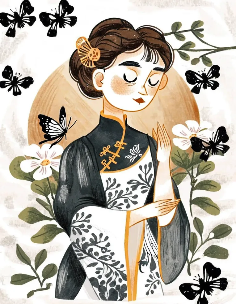 Hand-Drawn,Traditional Painting Media,Girl,LoRA,SDXL