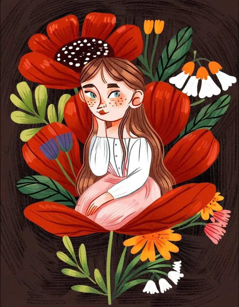 Hand-Drawn,Traditional Painting Media,Girl,LoRA,SDXL
