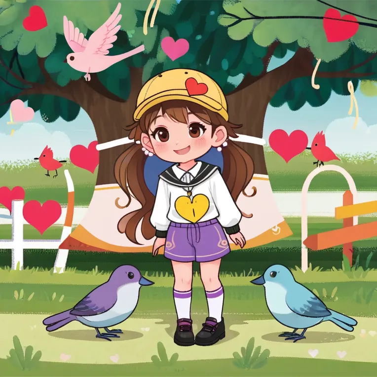 Hand-Drawn,Kids' Illustration,Girl,LoRA,SDXL