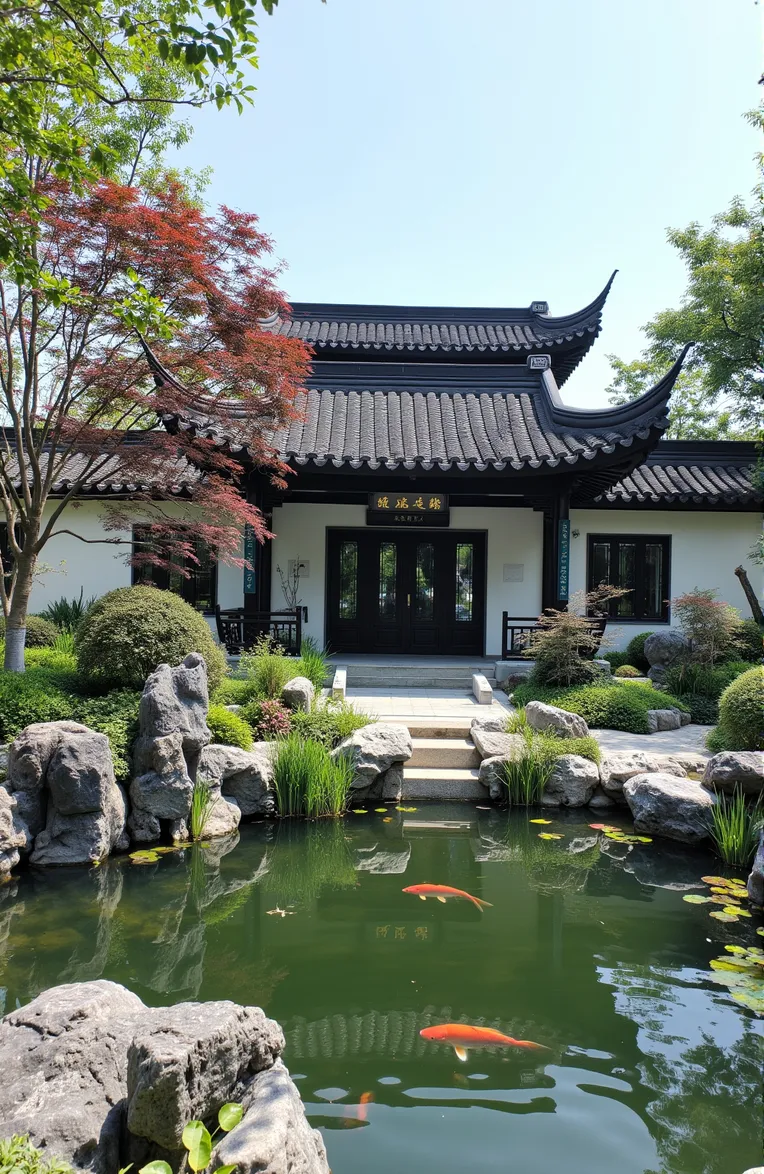 Chinese-style villa \u0026 Chinese-style courtyard garden  landscape-LoRA-Ayang-Shakker, image size:764x1174