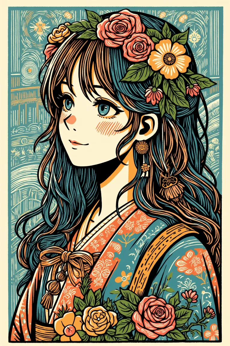 Traditional Painting Media,Girl,Style Boost,LoRA,FLUX.1