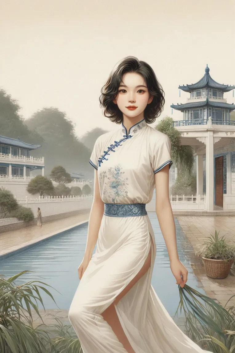 Traditional Painting Media,Girl,Style Boost,LoRA,SDXL