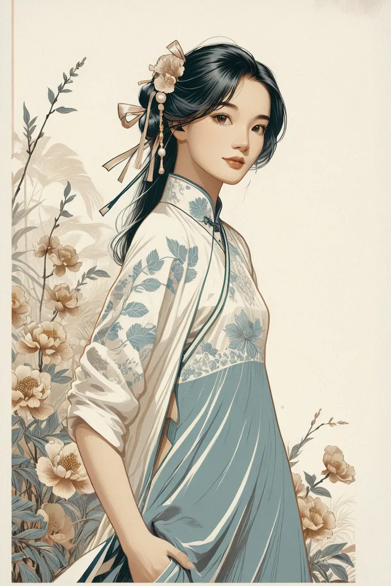 Traditional Painting Media,Girl,Style Boost,LoRA,SDXL