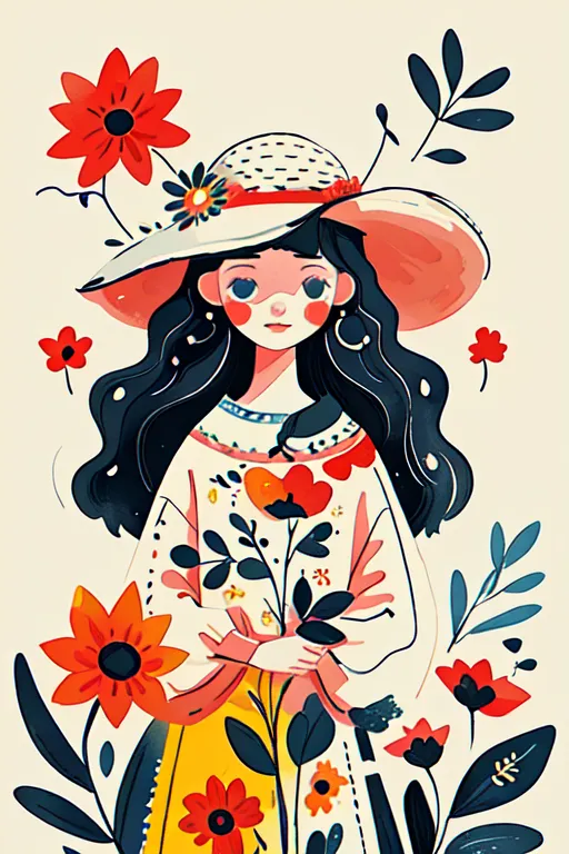 Hand-Drawn,Traditional Painting Media,Girl,LoRA,SD 1.5