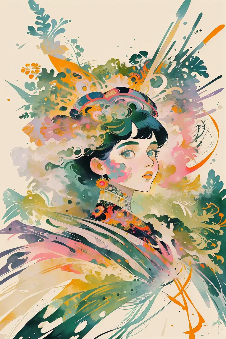 Hand-Drawn,Traditional Painting Media,Girl,LoRA,SD 1.5