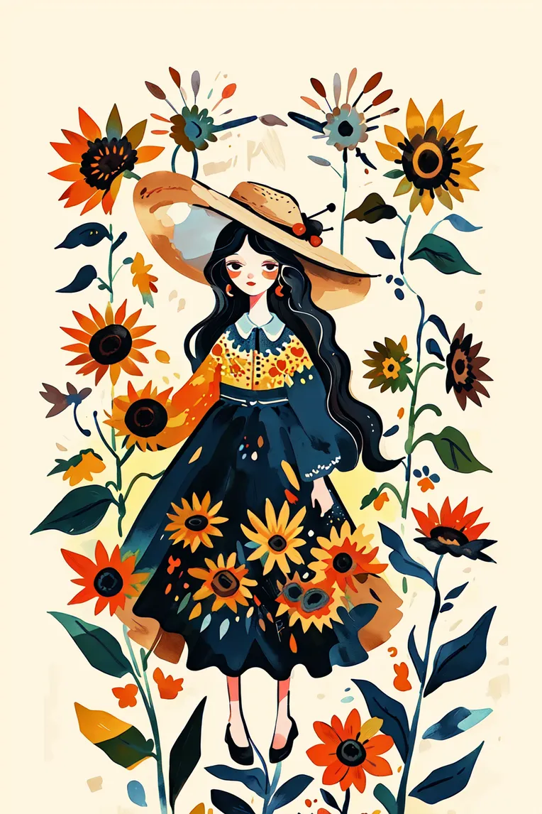 Hand-Drawn,Traditional Painting Media,Girl,LoRA,SD 1.5