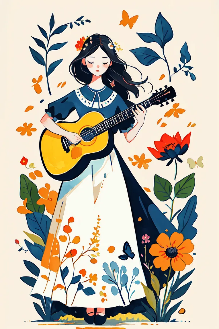 Hand-Drawn,Traditional Painting Media,Girl,LoRA,SD 1.5