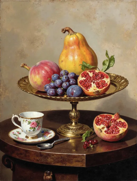 1989年制作 油彩 静物画 静物油画-古典画风-LoRA-JY小恒-LiblibAI