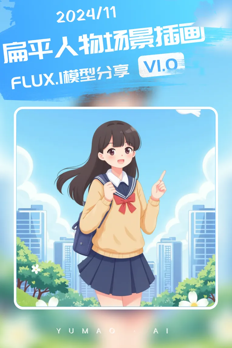 Flat Illustration,Girl,Object Enhance,LoRA,FLUX.1