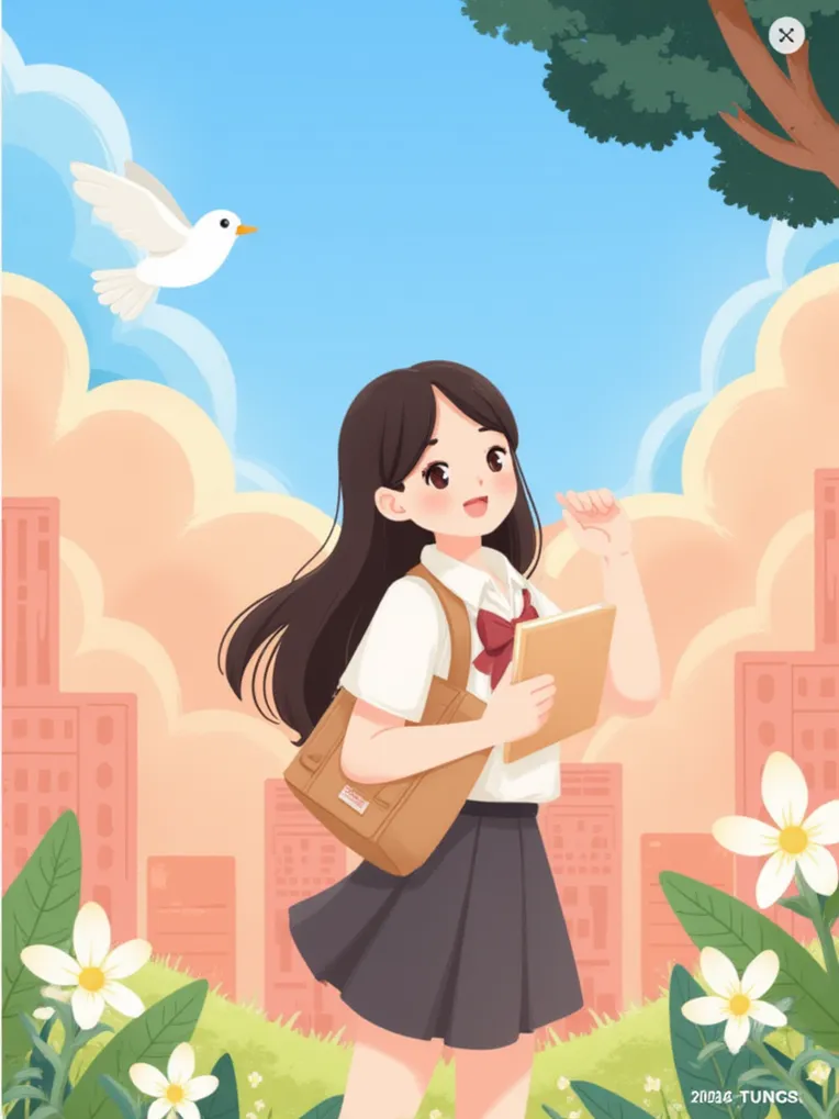 Flat Illustration,Girl,Object Enhance,LoRA,FLUX.1