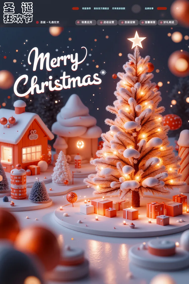 PURE丨圣诞场景应用_运营页场景设计-LoRA-Pure_Black-Shakker, image size:764x1146