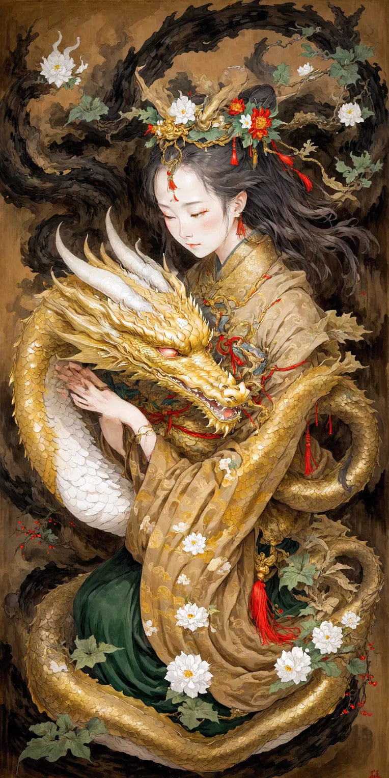 Chinese Style,Traditional Painting Media,Girl,LoRA,SDXL