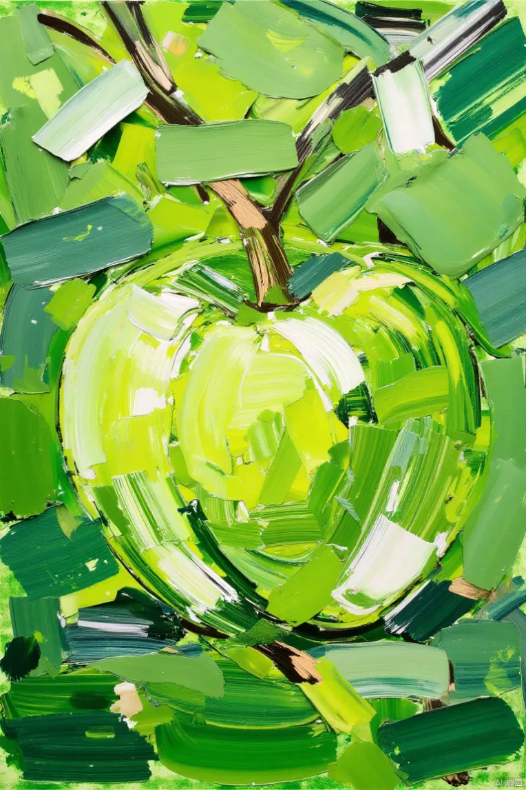 Shiro 抽象油彩画 F.1绿色情绪插画_刮刀油画绿色风格艺术感green-LoRA-3813383010