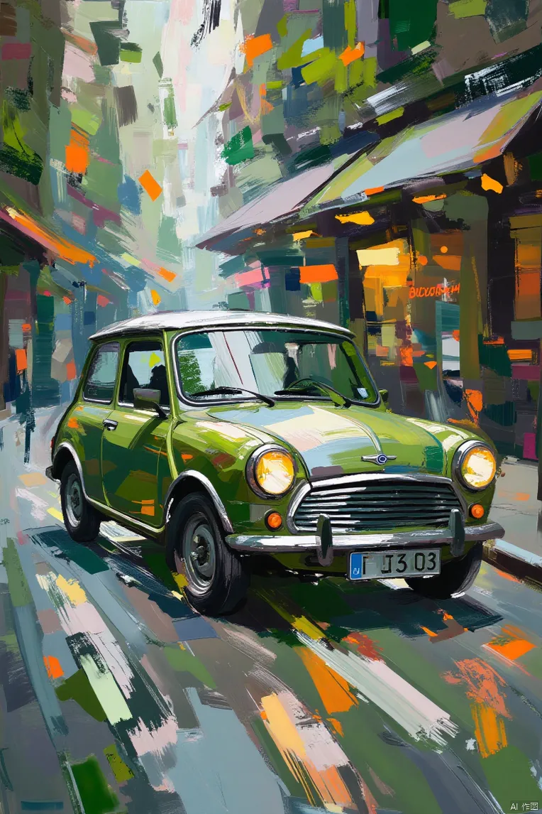 F.1绿色情绪插画_刮刀油画绿色风格艺术感green-LoRA-3813383010-Shakker