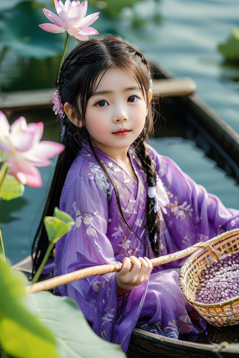 Boating Among the Lotus Shadows (Children's Photography Series) 1