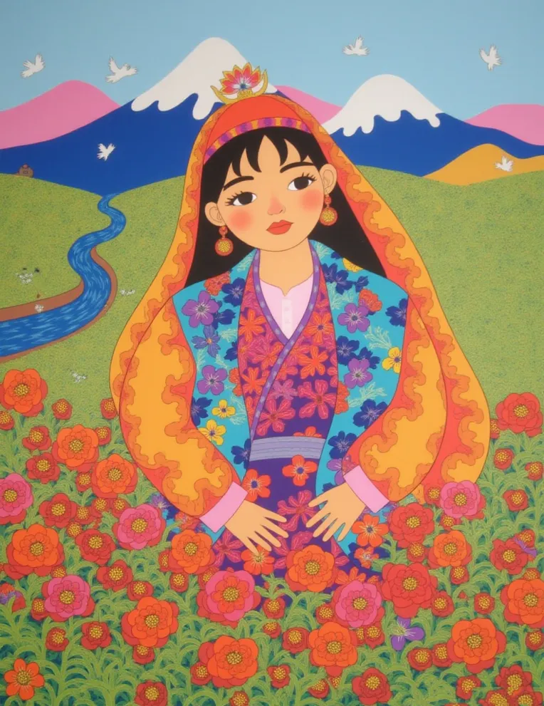 Traditional Painting Media,Girl,Style Boost,LoRA,FLUX.1
